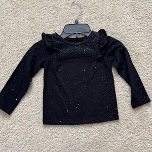 Okie Dokie Black Speckled Glitter Long Sleeve Top - Size 4